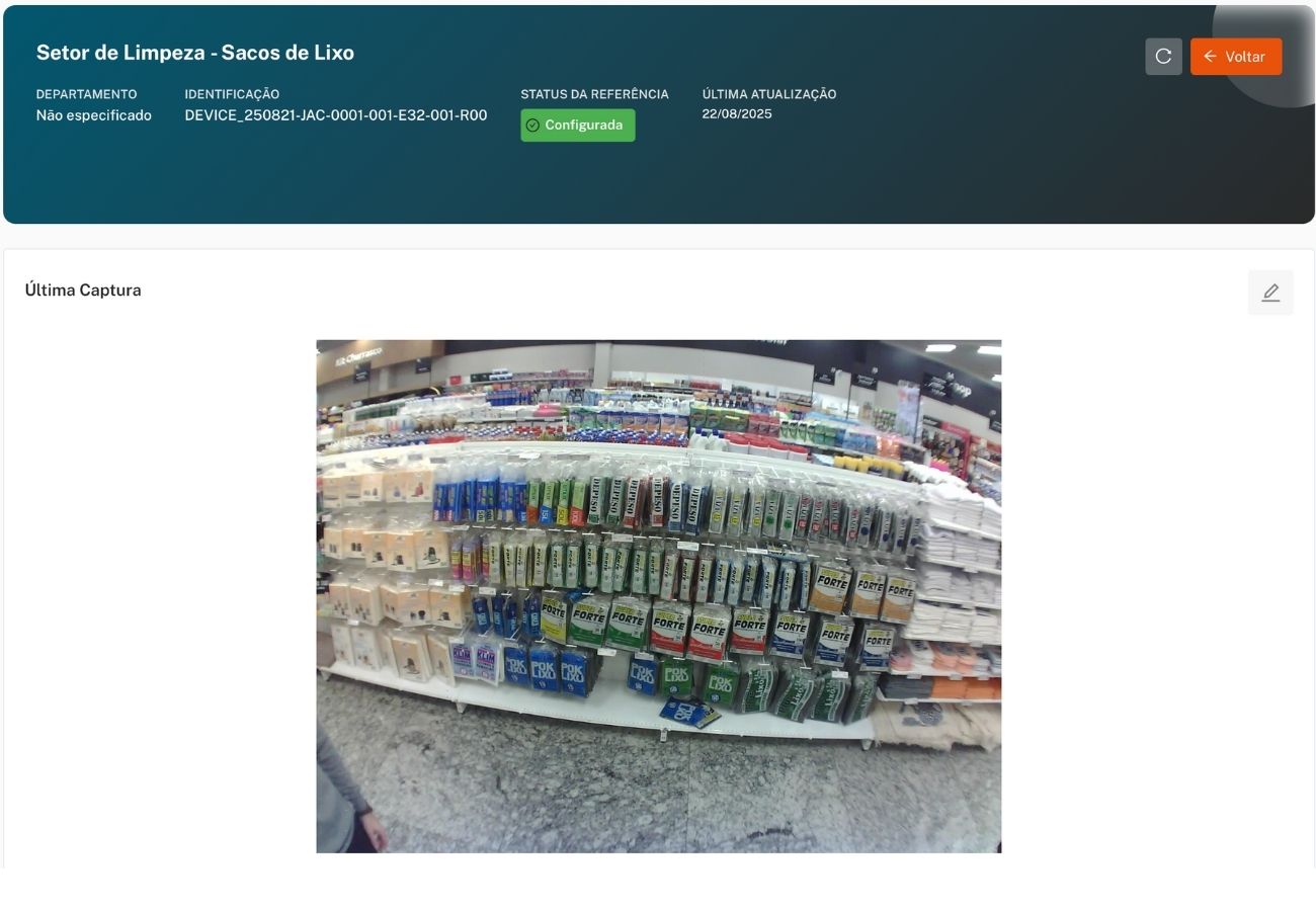 Última captura do sensor mostrando estado atual da gôndola com produtos